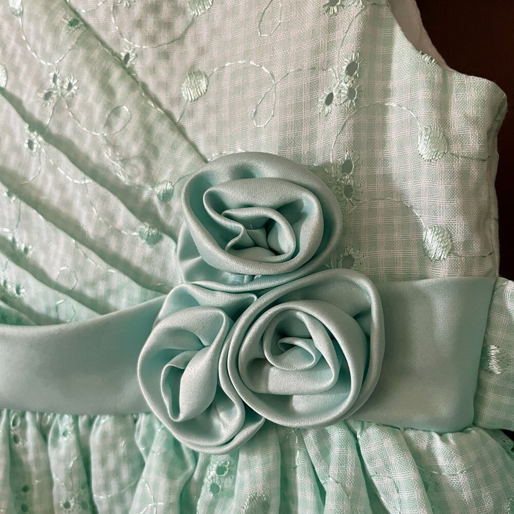 Bonnie Jean mint gingham eyelet dress 6X - Picture 2 of 13
